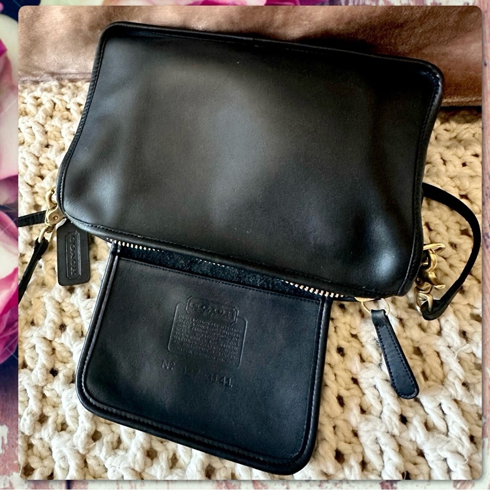 VINTAGE COACH NEW YORK CITY BLACK LEATHER CROSSBODY COMPANION BAG 9300 - Picture 9 of 17